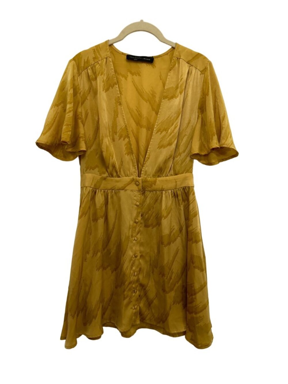 House of Harlow x Revolve Deep V gold dress S